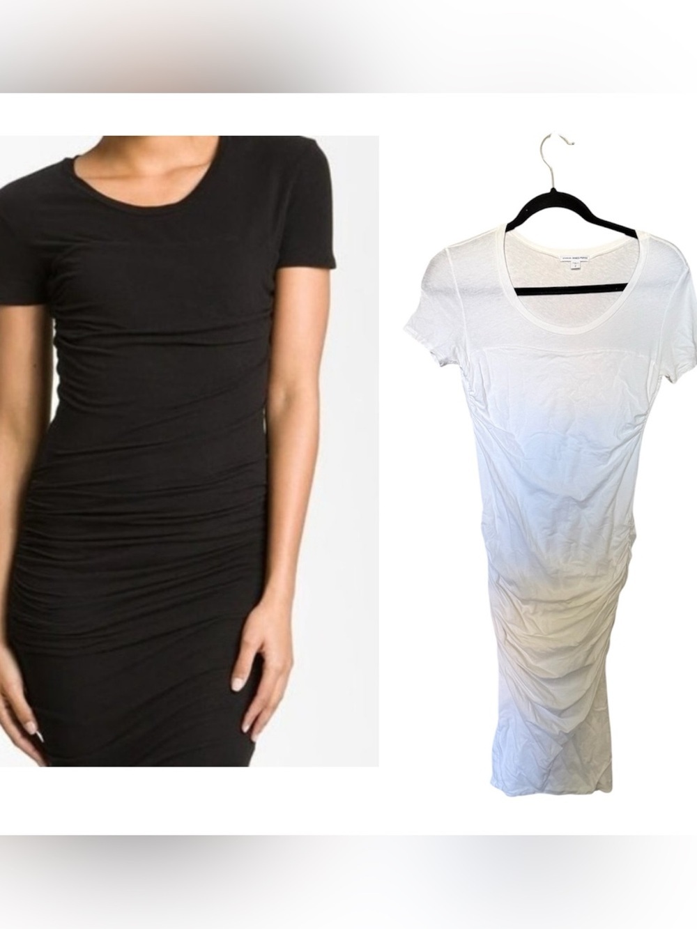 James Perse Ruched T-Shirt Dress in White